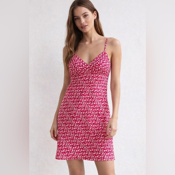 Free People Dresses & Skirts - Free People pink Floral Mini Dress size small Spaghetti Strap Slip Dress